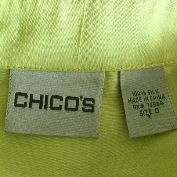 Chico's 100% Green Silk Tunic Jacket, Size XS - Picture 5 of 6